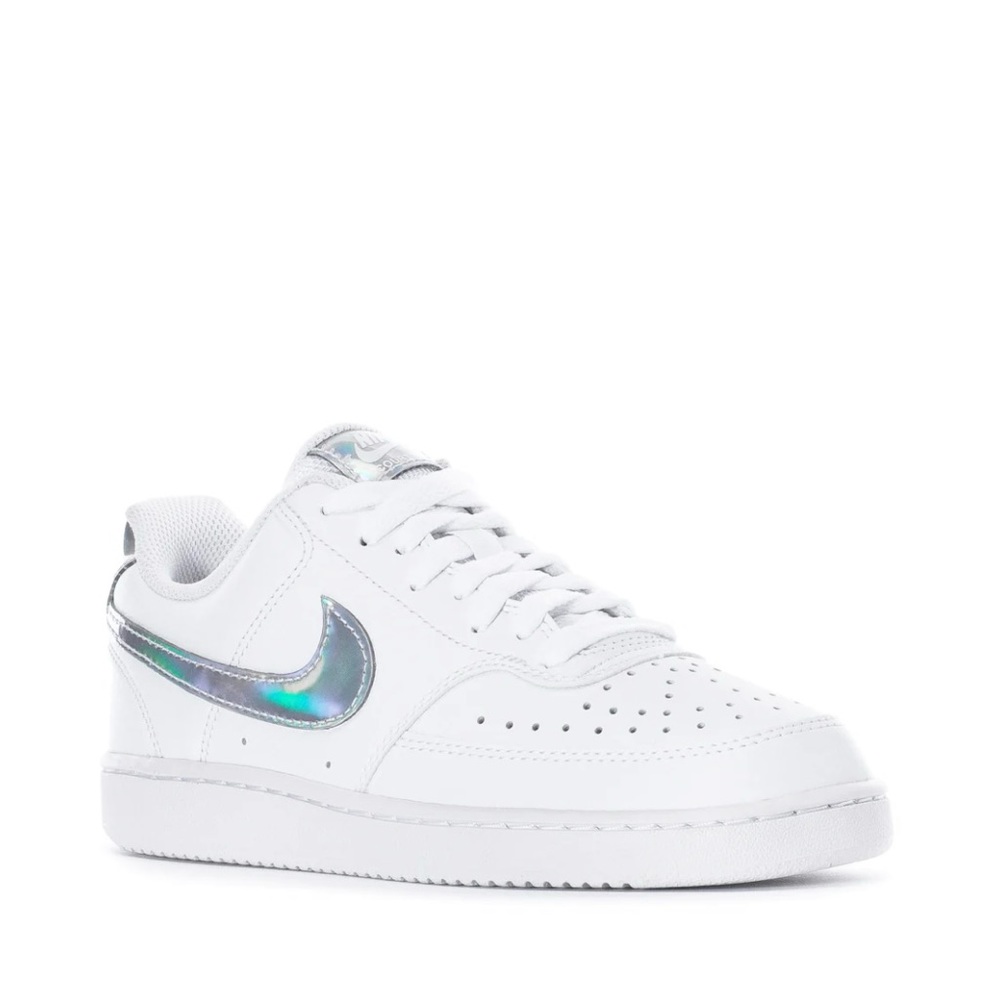 Nike Court Vision Low Sneaker in White / Metallic Silver